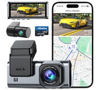 Alltotive Caméra embarquée 4K avant et arrière 2,5 K, GPS WiFi 5G, double caméra de voiture avec carte SD 128 Go, écran IPS de 3,1", mode stationnement 24h, vision nocturne, WDR, grand angle de 170°