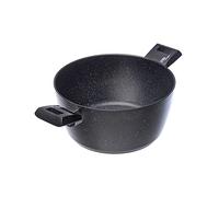 ALLUFLON Etnea Casserole avec 2 poignées, Revêtement anti-adhésif et anti-rayures surface en pierre, Lavable au lave-vaisselle, Aluminium, 24 cm, Noir