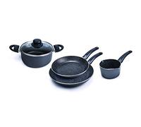 Alluflon Tradition Italie Batterie 5 pièces : poêles 20 - 24 - 28 cm, 20 cm, casserole 1 poignée 16 cm, aluminium