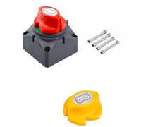 allumage Moteur bouton Sélecteur de batterie, interrupteur de déconnexion rotatif, adapté pour voiture, bateau (On/Off), DC 12V-60V, 100A-300A Ignition Starter pour Voiture(Switch and Cap)