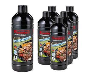 Allume-barbecue (6 litres) 1000 ml directement du fabricant allemand, allume-feu liquide 1 l, allume-feu liquide 1 l - Qualité certifiée DIN, fabriqué en Allemagne - 6 x 1 l = 6 l
