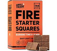 Allume-Barbecue briquets 144 pcs, pour Barbecue, feu de Camping, poêle à Bois, pellets, cheminée - Le Meilleur Accessoire pour Barbecue - 100% Naturel