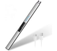 Allume Bougie Électrique Usb Rechargeable, Briquet Arc Électrique Coupe-Vent Long Avec Port Type C Pour Bougie, Gazinière, Barbecue (Argent)