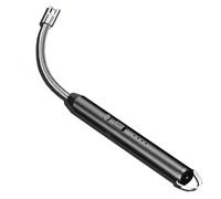 Allume Bougie Gazinière Electrique, Briquet Arc Rechargeable USB avec Affichage de Batterie LED Long Flexible 360º Coupe-Vent Sans Flamme pour Cuisine Barbecue Grils Camping, Noir