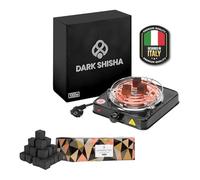 Allume-charbon Électrique Dark Shisha 1000W pour Chicha + 1 kg Charbon Cocobration 27mm | Chauffe Rapide | Grande Plaque | Thermostat Réglable
