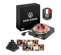Allume-charbon Électrique Dark Shisha 1000W pour Chicha + 2 kg Charbon Cocobration 27mm | Chauffe Rapide | Grande Plaque | Thermostat Réglable