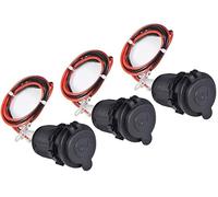 Allume Cigare Socket, Enisina Imperméable Marine Grade 12V / 24V DC Prise Allume-Cigare Outlet pour Bateau Moto Moto, avec Un câble de Connexion de 0,6 m(3 PCS)