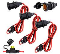 Allume Cigare Socket, Lot de 3 Prise Allume-Cigare, Imperméable Marine Grade 12V, Prise d'allume-Cigarette pour Bateau Voiture Marine Moto VTT, avec Fusible Métallique et 60cm Câble de Connexion