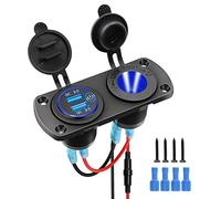 Allume cigare Socket Prise allume cigare 12v Chargeur de Voiture prise usb voiture Prise de Chargeur de Voiture Double QC3.0 USB Chargeur de Voiture,pour Voiture Bateau Marine Moto RV (Type A)