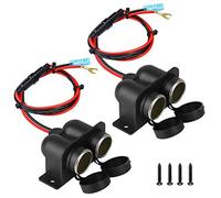 Allume cigare Socket, Prise de courant allume-cigare 12V / 24V pour voiture marine moto Camion ATV RV,Avec rallonge de 60 cm et fusible (Modèle de mise à niveau 2021 (2 pièces)