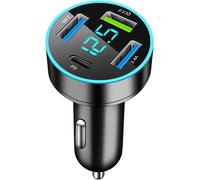 Allume Cigare USB, 4 Ports Chargeur Allume Cigare USB C Rapide, 50W QC3.0&PD Prise Adaptateur Allume Cigare, Prise Charge Rapide Chargeur Voiture avec LED Voltmètre, pour Pad, Galaxy Phone Devices