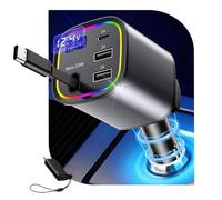 Allume Cigare USB C Chargeur Voiture 4en1-78w Rapide Car Charger Adaptateur Allume Cigare with Cable USB C Retractable, 12V Chargeur Telephone Voiture pour iPhone Andriod, Accessoire Voiture