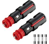 Allume-Cigares Fiche,12mm Hella (DIN) et 21mm US Prises,avec Fusible 12V/24V Adaptateur Câble d'extension (2PCS)
