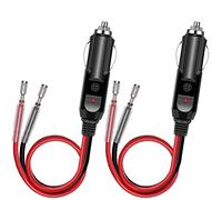 Allume Cigares Fiche, 12V - 24V Adaptateur Allume-Cigare avec Câble, Prise Allume Cigare avec 10A Fusible pour Voiture Camion prise à socket, Glacière électrique, Aspirateur (2x PCS)