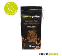 Cook'in Garden Allume Feu en Bois Compréssé - Modèle FL200 - 100% Naturel - 72 cubes - Propre et sans odeur - Dimensions L13 x l8 x 30H centimètres, Universel