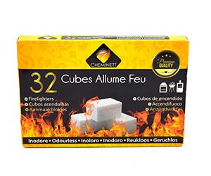 Allume-Feu Cubes Blancs à la Paraffine - Boîte de 32 Cubes - Allumage Facile pour Cheminée, Poêle à Bois, Insert et Barbecue