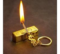 Allumettes en lingot d'or, Porte-clés Multifonction Tout en métal 10 000 allumettes briquet étanche et Coupe-Vent, briquet à pétrole, Cadeau de Vacances