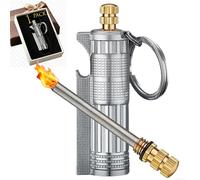 Allumettes éternelles étanches - Porte-clés Survival en métal avec Silex et décapsuleur, kit d’Urgence Compact pour Camping, randonnée et Survie (Silver)