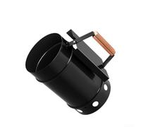 Allumeur seau à charbon pour barbecue, acier galvanisé robuste pour poignée en bois qui reste froide, outil d'allumage rapide pour barbecue en plein air et camping (noir)