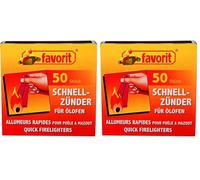 Allumeurs de poêle Favorit (avec Allumette intégrée, Contenu 50 pièces, Allumeurs de poêle, Aide à l'allumage) (Lot de 2)