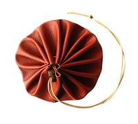 AlluraPet Grande pochette en cuir avec cordon de serrage Marron