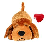 AlluraPet Jouet en peluche pour chien avec battement de cœur simulé marron avec accessoire de rythme cardiaque pour le sommeil et le confort