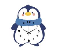AlluraPet Pingouin Horloge murale silencieuse sans tic-tac à suspendre Multicolore 24 x 30 cm Pour salon, chambre d'enfant, salle de bain