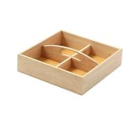 AlluraPet Plateau de service en bois divisé à 4 compartiments pour chocolats, apéritifs, bonbons, fruits, noix, 24,9 x 24,9 x 6,1 cm