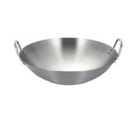 AlluraPet Poêle à frire en acier inoxydable avec fond plat, wok de 26 ou 28 cm pour frire, cuire à la vapeur, double poignée, batterie de cuisine domestique - Diamètre 28 cm