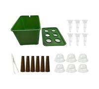 AlluraPet Système de culture hydroponique avec 6 gousses, kit de jardinière d'intérieur et d'extérieur avec boîte de plantation, paniers, dômes, éponges, pince à épiler, couvercle de culture - Vert