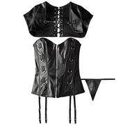 Allure Corset à Jarretelles + Boléro + String Ficelle Similicuir Taille M