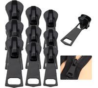 Alluring 9 PCS Curseur Fermeture Eclair Clipsable Métal, Reparation Fermeture Eclair, Têtes De Fermeture à Glissière Détachables pour Bagages, Jouets, Tentes, Chaussures et Vêtements