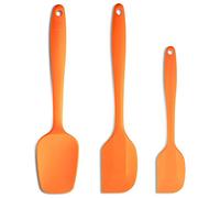 ALLWIN HOUSEWARE Lot de 3 spatules en silicone résistantes à la chaleur de 315,6 °C avec noyau en acier inoxydable - Grande spatule, cuillère et mini spatule pour la cuisine et la pâtisserie, orange