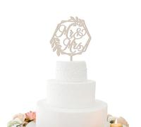 ALLY-MAGIC E21-HLDGCP Décoration de gâteau en bois avec décoration « Mr & Mrs » pour gâteau de mariage, fiançailles, anniversaire de mariage, etc
