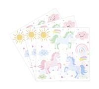 ALLY-MAGIC E21CHXMZJ Lot de 20 serviettes d'anniversaire pour enfants, 3 couches, en papier, avec licorne, arc-en-ciel et soleil, décoration de table