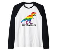 Allysaurus LGBTQ Ally Dinasour - Dinosaure Rainbow Pride Ally Manche Raglan
