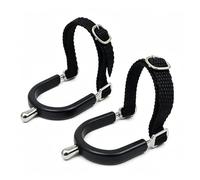 ALLZSMOOTHLY Éperons d'équitation en alliage de zinc de style anglais avec finition chromée antirouille, housse de protection en caoutchouc noir, 2 sangles réglables en nylon pour dressage et
