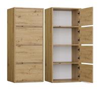 Alma - commode haute de rangement 4 portes avec ouverture tip-on - artisan