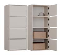 ALMA - Commode haute de rangement 4 portes avec ouverture tip-on - Beige cachemire