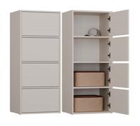 ALMA - Commode haute de rangement 4 portes avec ouverture tip-on - Beige cachemire