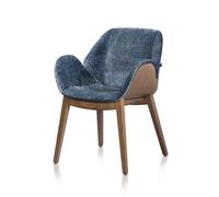 ALMA DESIGN fauteuil en frêne teinté noyer rembourré LIPS (Cat. A Spalmato - Bois courbé et tissu)