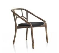 ALMA DESIGN set de 2 fauteuils MARNIE en frêne teinté noyer avec assise rembourré (Cat. D Velluto Luna - Bois et tissu)