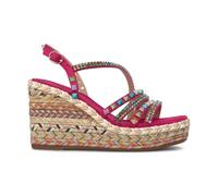 Alma EN Pena - Espadrilles compensées à plateforme avec triple bride et clous - Femme - Chaussures - Rose - Taille: 37 EU