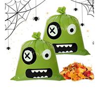 almacenamiento de basura de Halloween de 2 pièces para el jardín del jardín del jardín del jardín del jardín | Bolsa de hoja de Halloween : bolsas de desecho de calabaza reutilizables para patio