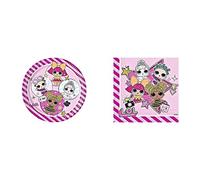 ALMACENESADAN-4761, Pack fête d'anniversaire Lol Surprise, composé de 8 Assiettes en Carton de 23 cm et Lot de 20 Serviettes en Papier 33 x 33 cm, 8435510347611