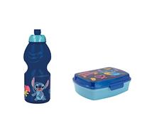 ALMACENESADAN, 5015 Pack rentrée scolaire Stitch composé d'une bouteille sport de 400 ml et d'un appareil à sandwich rectangulaire multicolore, produits réutilisables, sans BPA