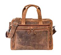 ALMADIH cartable cuir véritable BRUNO BV sac ordinateur portable d’affaires porte documents serviette mallette messagerie bandoulière porte épaule sacoche besace homme femme marron (BRUNO vintage)