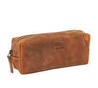 ALMADIH Max Trousse en cuir de vachette de qualité supérieure - Pour stylos, écriture, enseignants, cosmétiques, banque - De qualité supérieure - Élégante et pratique - Unisexe, Max Vintage, M