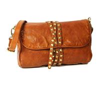 ALMADIH MINI MAY Bw (Délavé) sac bandoulière en cuir de vachette Pochette à main porté épaule besace sacoche gibecière de soirée pour femme Braun Washed (Brun Délavé)