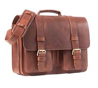 ALMADIH sac en cuir ROY Cartable bandoulière Marron Vintage serviette sac porté épaule Messenger sacoche Travail business ordinateur portable notebook Malette Besace porte-documents Homme femme